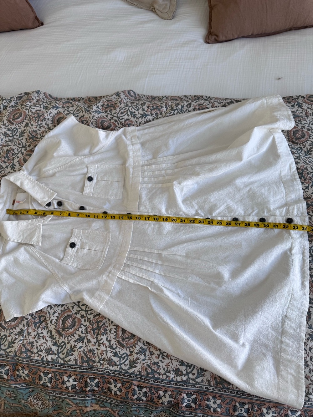 Free People Light Ivory Textured Button-Front Top/Tunic/Dress - Picture 8 of 8